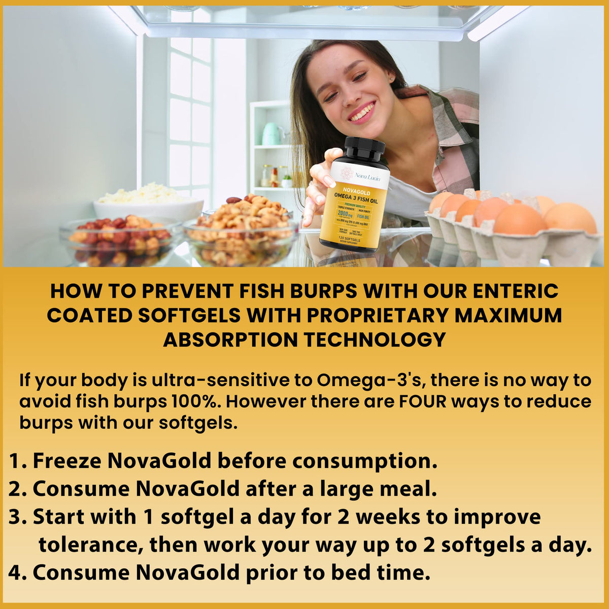 Nova Lucia Omega 3 Fish Oil 2000mg EPA DHA - 120 Softgels - image 2