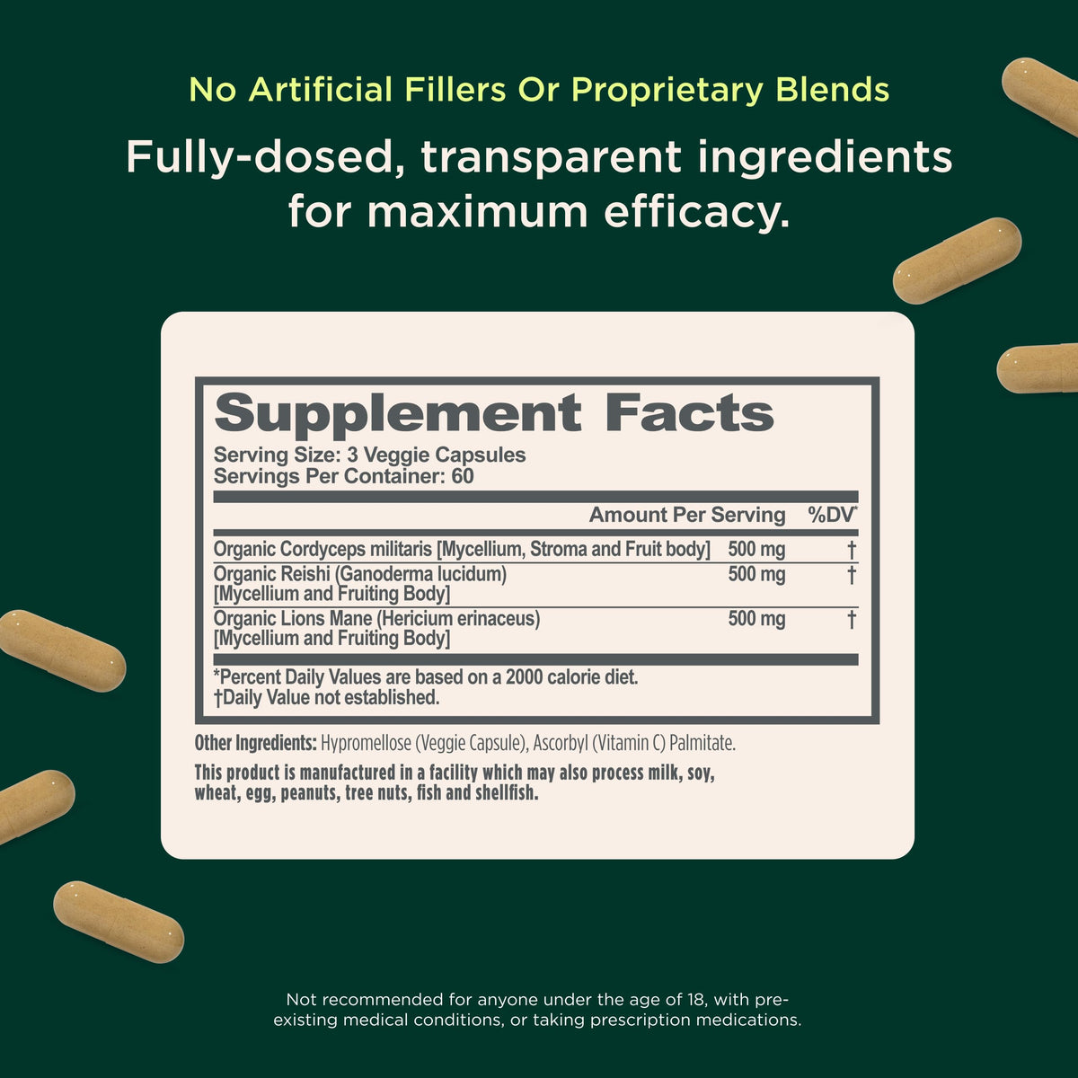 The Genius Brand Mushrooms Supplement - 180 Veggie Capsules - image 2