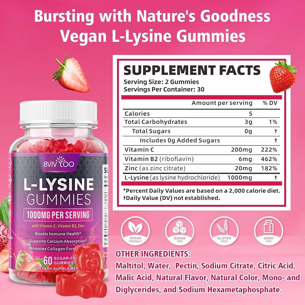BVIVLOO L-Lysine 1000mg Gummies