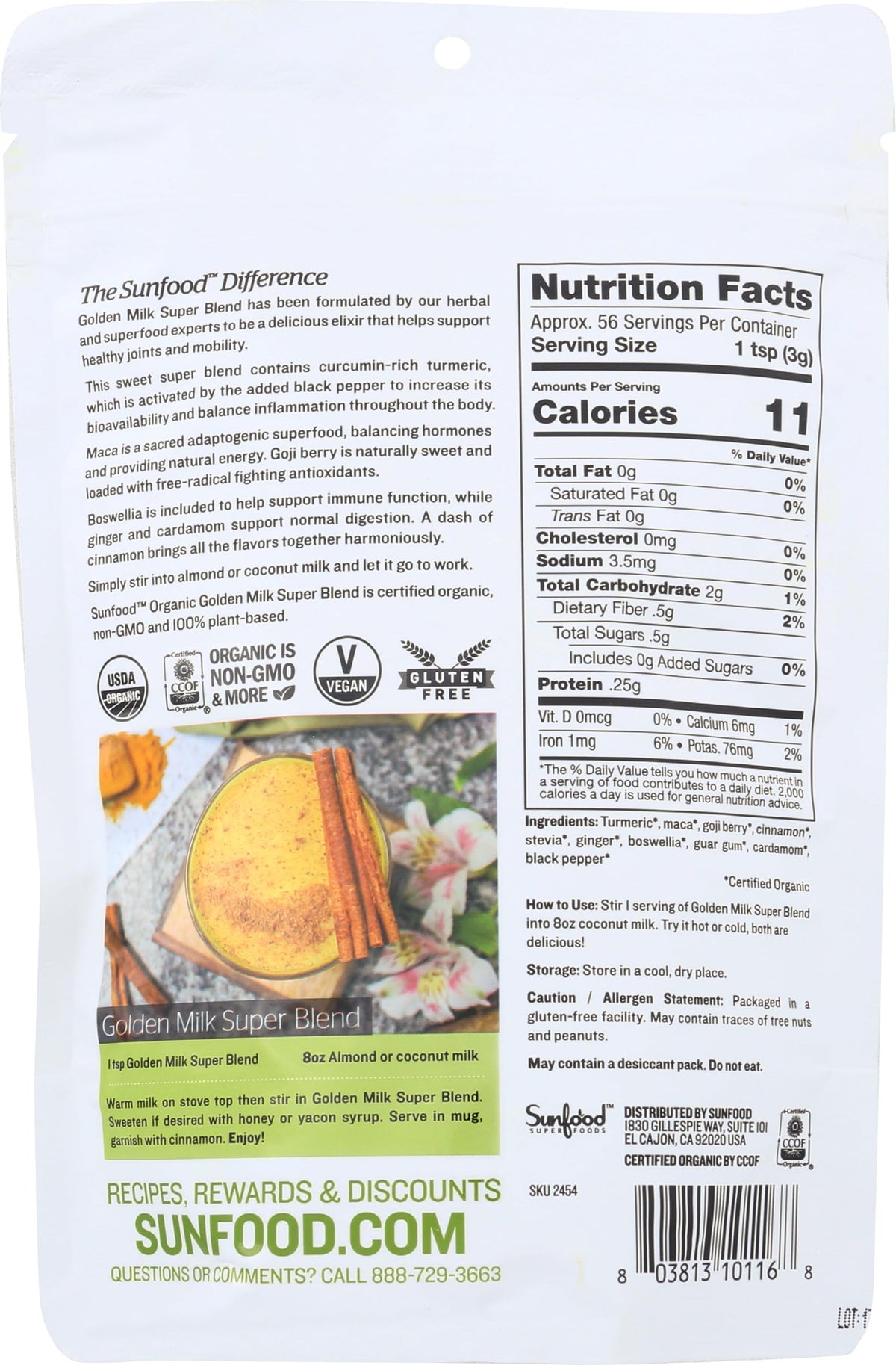 Sunfood Superfoods Organic Golden Milk Turmeric Latte Powder - 6 oz - image 2