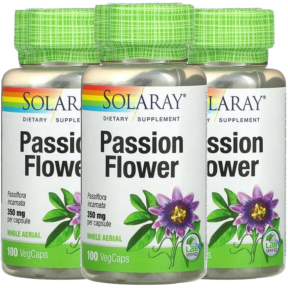 Solaray Passion Flower 350 mg - 300 Vegetarian Capsules (3 Pack)