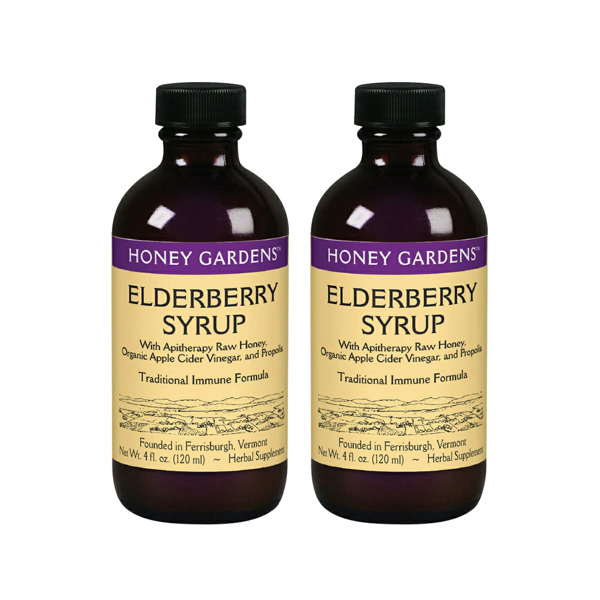 Honey Gardens Elderberry Syrup with Raw Honey & Propolis - 4 Fl Oz (2pk)
