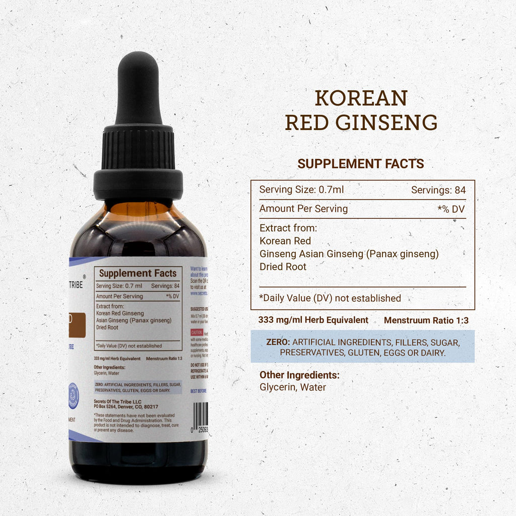 Secrets of the Tribe Korean Red Ginseng Tincture Alcohol-Free Liquid