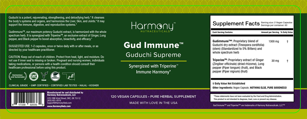 Harmony Nutraceuticals Guduchi Supreme Immune Support - 120 Vegan Capsules - image 2