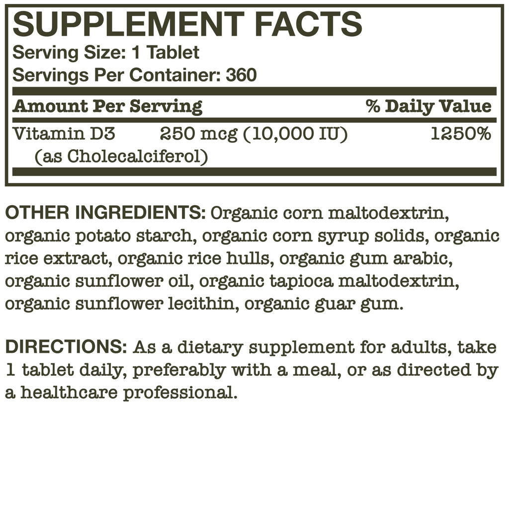 Futurebiotics Vitamin D3 10,000 IU Immune Support - 360 Tablets - image 8