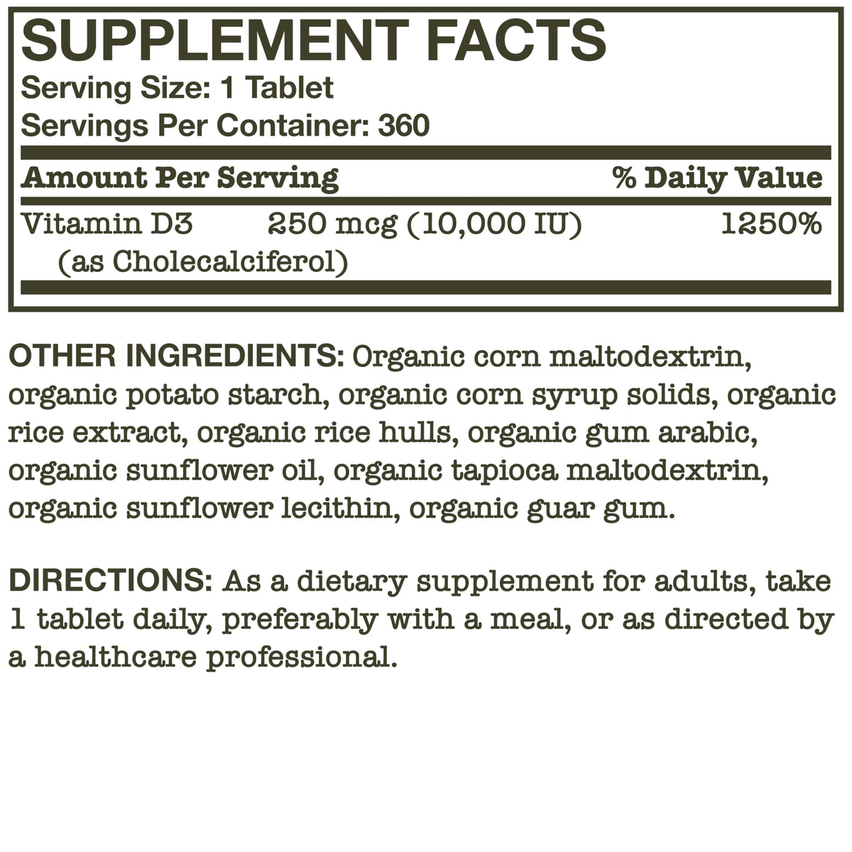 Futurebiotics Vitamin D3 10,000 IU Immune Support - 360 Tablets - image 8