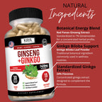 Kaya Naturals Red Panax Ginseng + Ginkgo Biloba