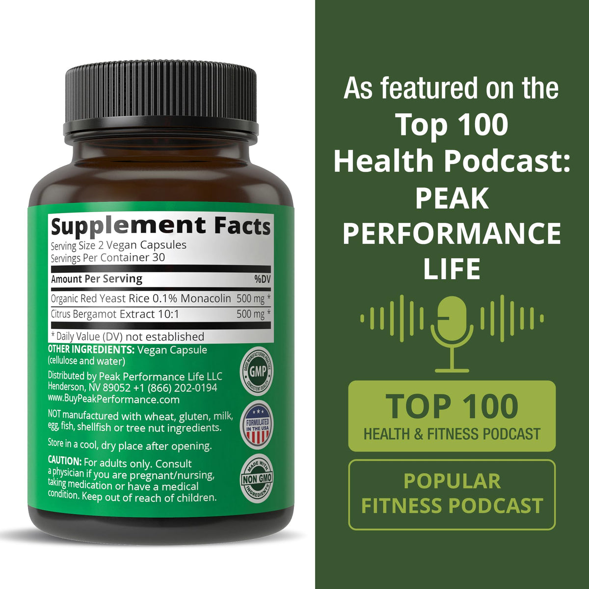 Peak Performance Citrus Bergamot + Red Yeast Rice - 60 Capsules - image 6
