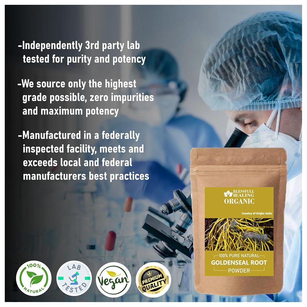 Blessfull Healing Organic Goldenseal Root Powder 100% Pure Natural