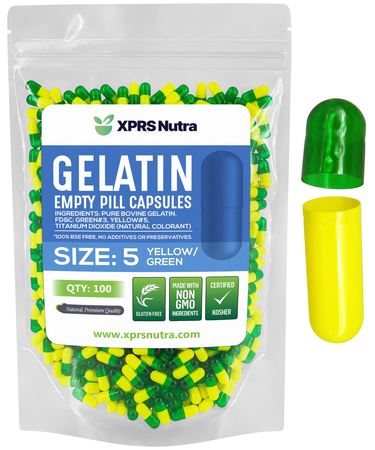XPRS Nutra Size 5 Empty Gelatin Capsules - 100 Count