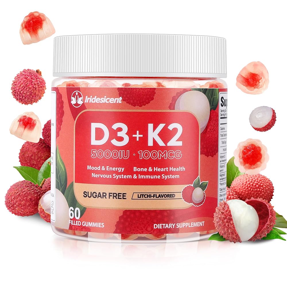 IRIDESICENT Vitamin D3 K2 Gummies w/Magnesium Sugar Free - D3 Vitamin