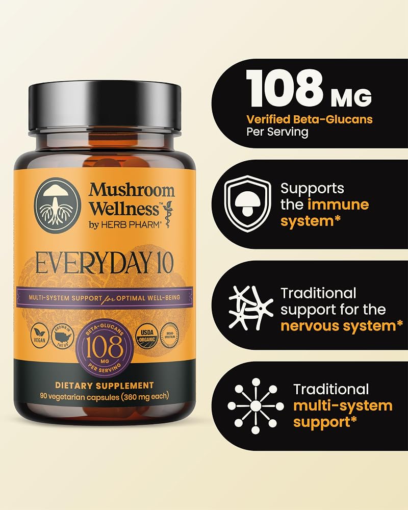 Herb Pharm Mushroom Wellness Everyday 10 Organic Capsules - 90 Vegan Capsules - image 2