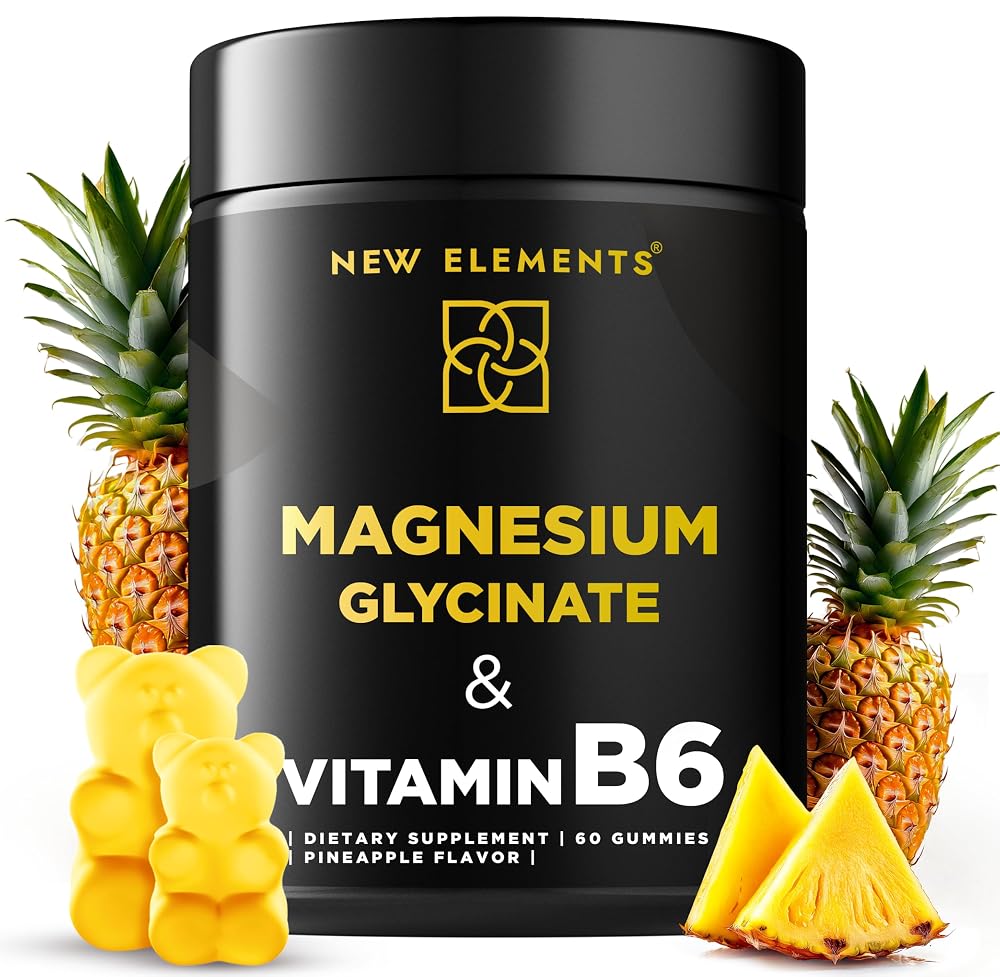 New Elements Magnesium Glycinate Gummies 500mg with Vitamin B6 - 60 Count
