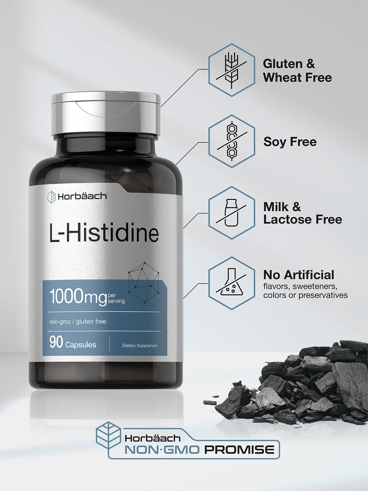 Horbäach L-Histidine 1000mg - 90 Capsules - image 4