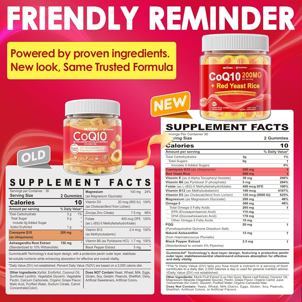 Nextdia Red Yeast Rice & CoQ10 Gummies 600mg - 60 Count - image 2