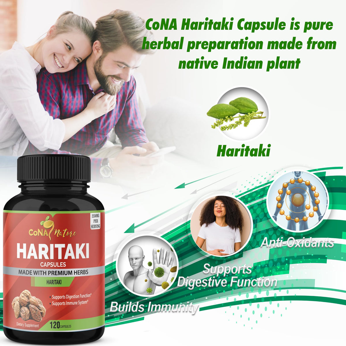 Cona Nature Organic Haritaki 2250mg - 120 Capsules - image 4
