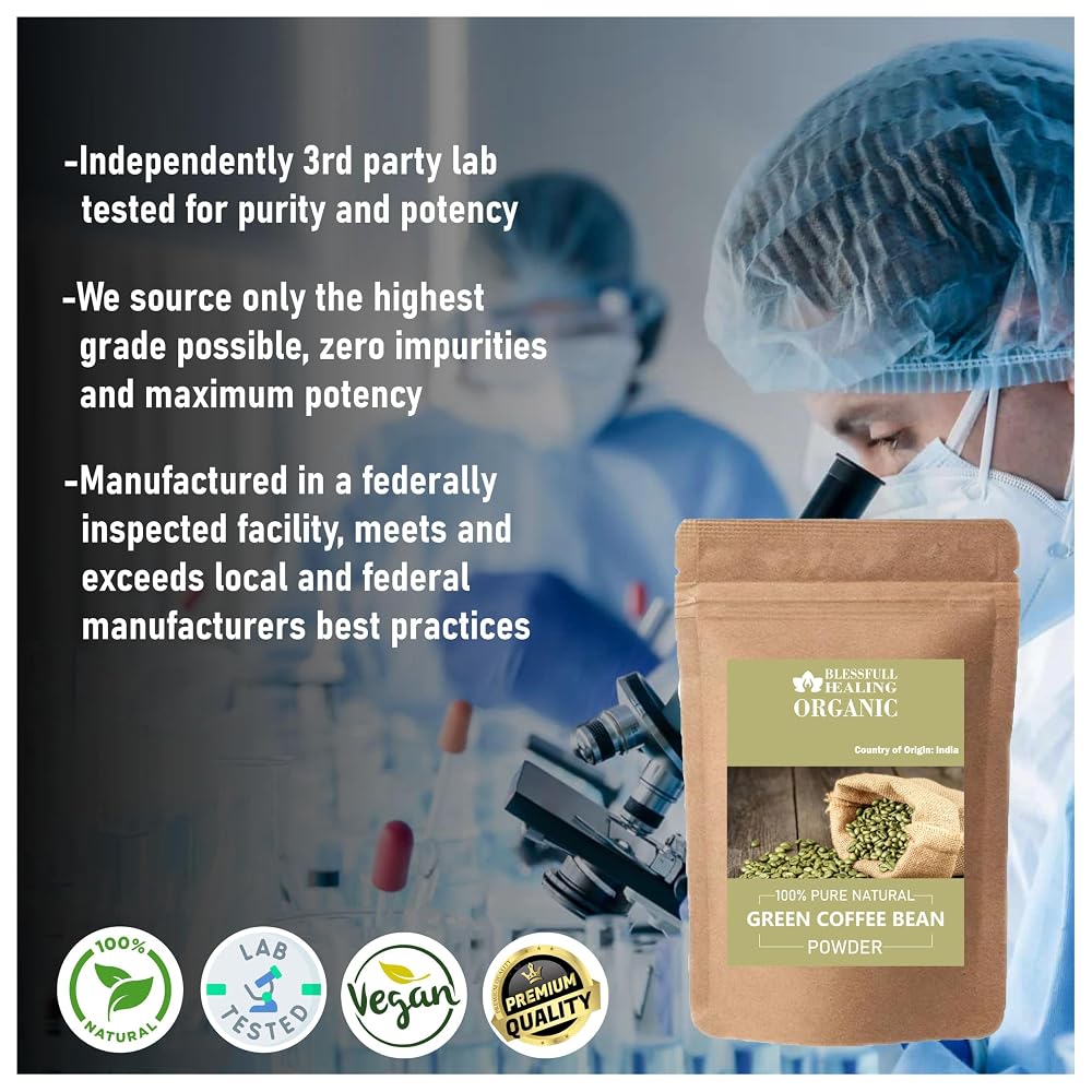 Blessfull Healing Organic Green Coffee Bean Powder 100% Pure Natural