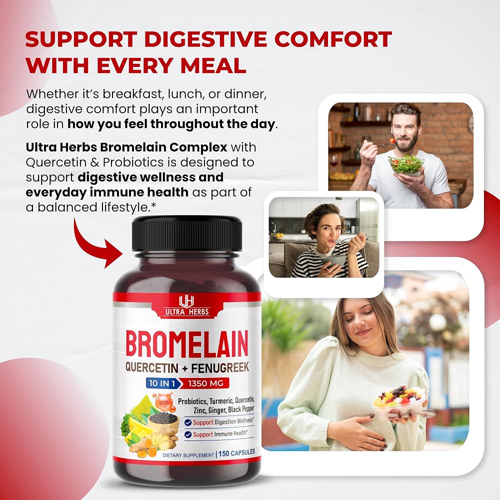 Ultra Herbs Bromelain Complex 1350mg with Quercetin - 150 Capsules - image 2