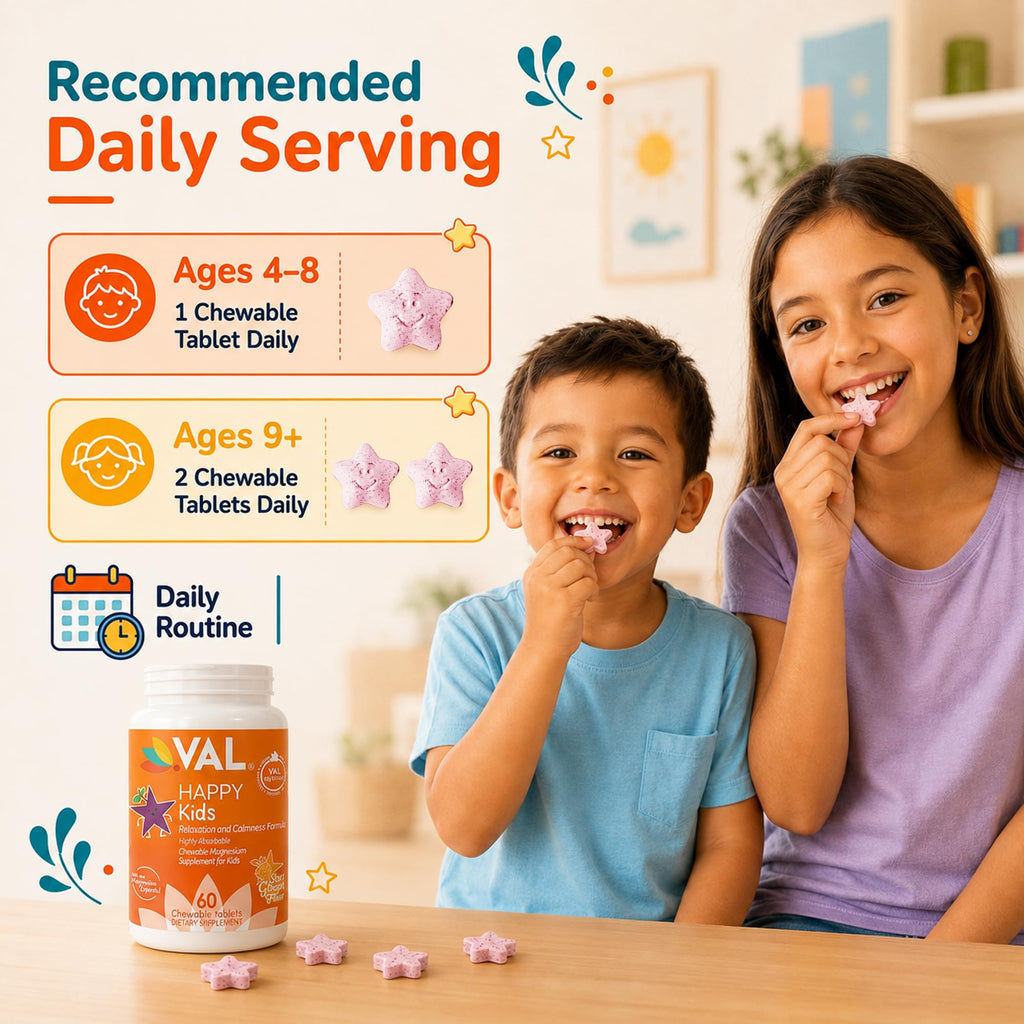 VAL Chewable Magnesium for Kids Relaxation and Calm Formula High