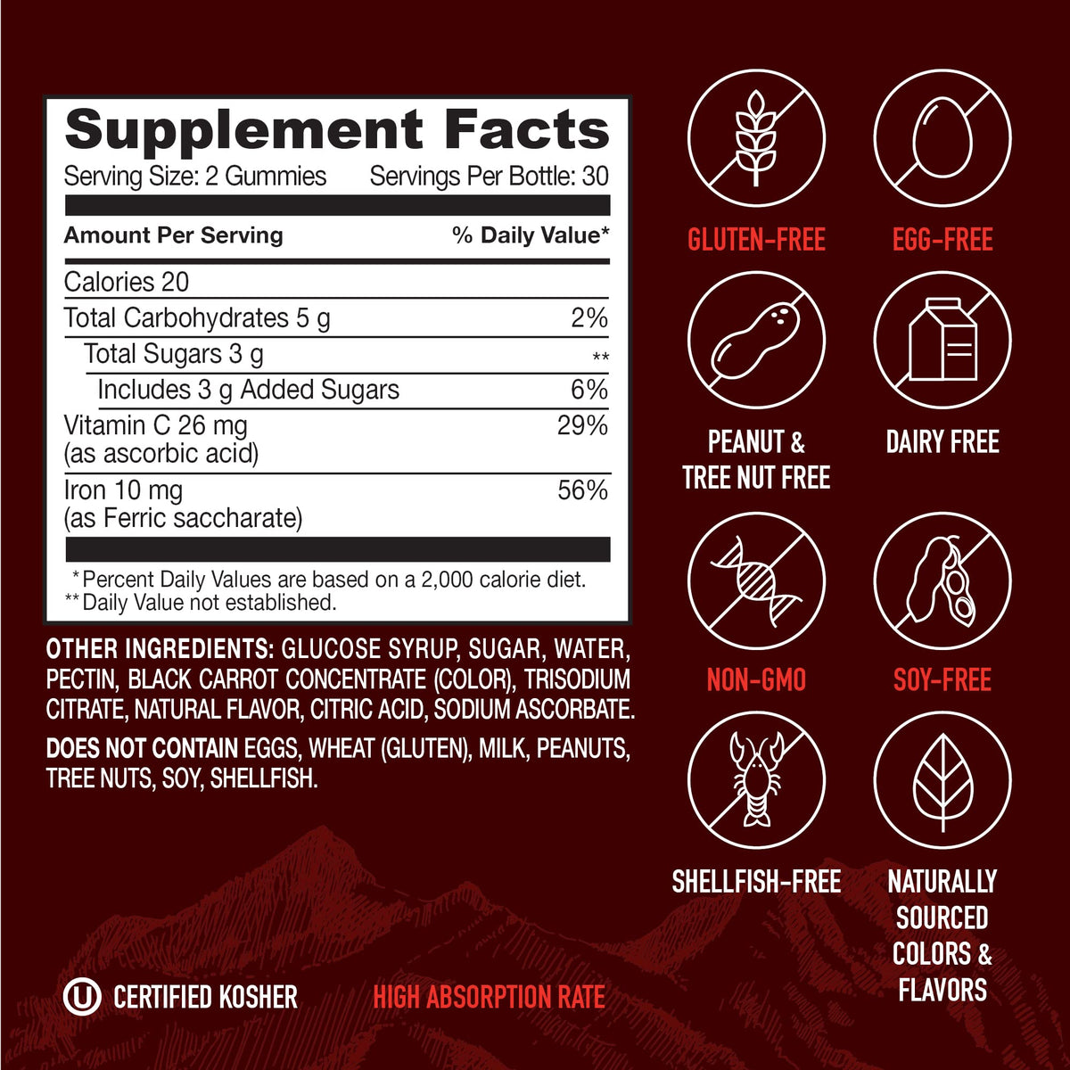YUM-V'S Strong Earth Iron Gummies with Vitamin C - 60 Count - image 5