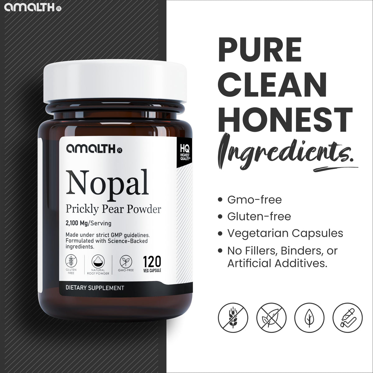 AMALTH Nopal Cactus Extract 2100 mg Wellness Support - 120 Vegetarian Capsules - image 5