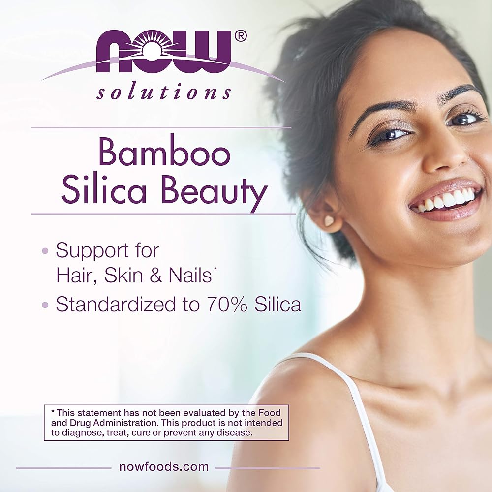 NOW Solutions Bamboo Silica Beauty Hair, Skin & Nails - 90 Vegetarian Capsules - image 4
