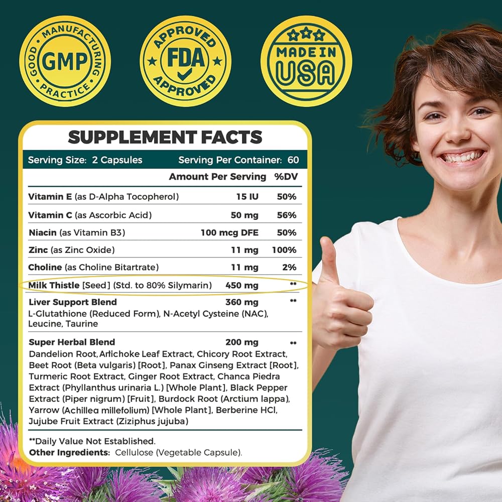ZEBORA Milk Thistle Extract 30:1 Liver Support - 120 Capsules - image 2