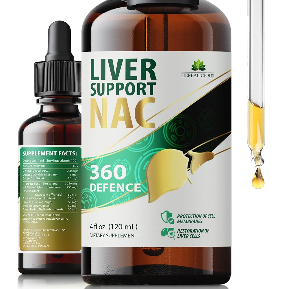HERBALICIOUS Liver Support NAC 360 Defense Liquid - 4 Fl Oz