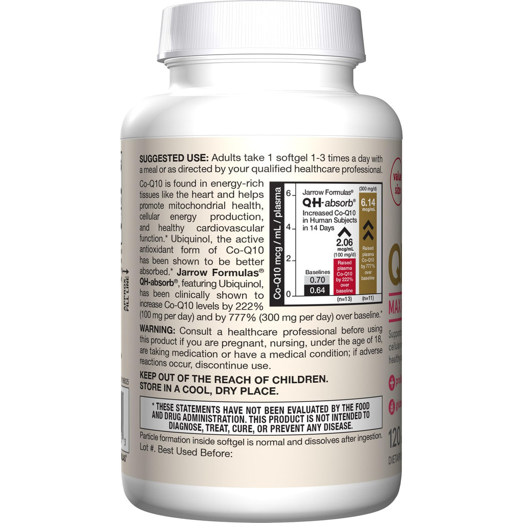 Jarrow Formulas QH-Absorb Ubiquinol 100 mg - 120 Softgels - image 9
