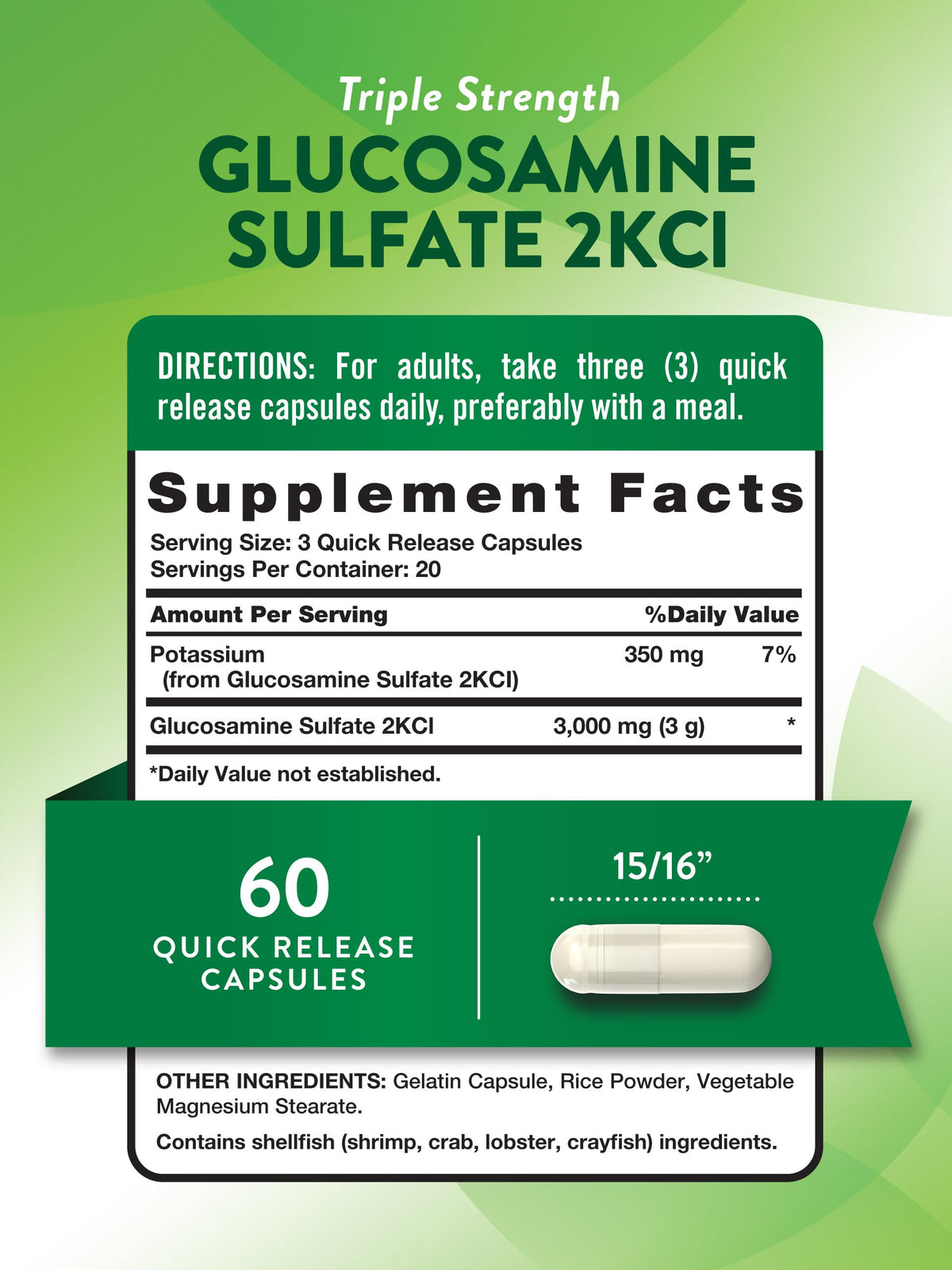 Nature's Truth Glucosamine Sulfate 3000mg - 60 Capsules - image 2