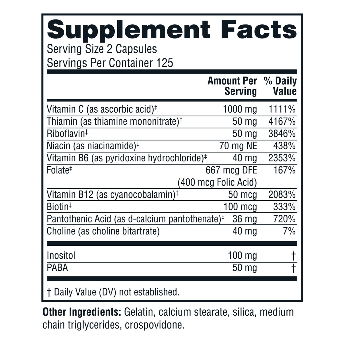 Twinlab Stress B-Complex Caps Energy Support - 250 Capsules - image 2
