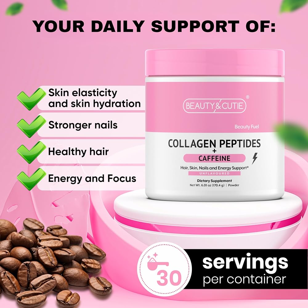 BEAUTY AND CUTIE Collagen Peptides with Caffeine Powder - 6.01 oz - image 3
