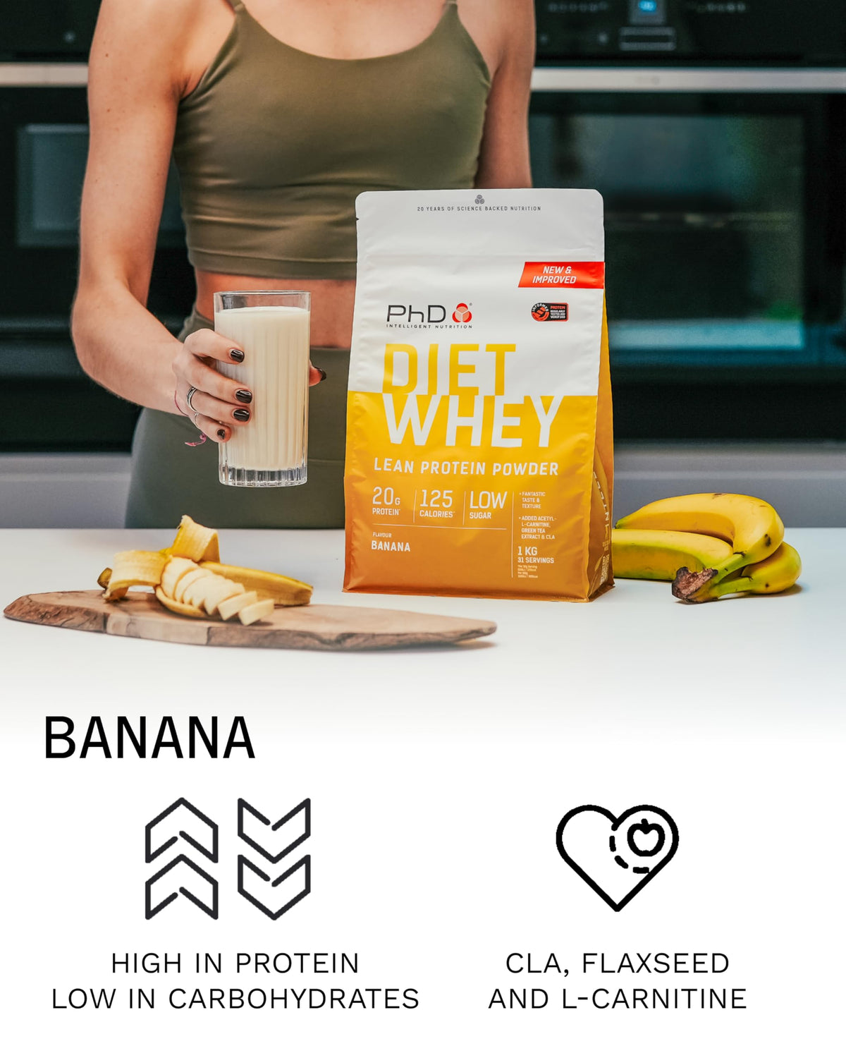 PhD Diet Whey Protein Powder Banana - 1kg - image 3