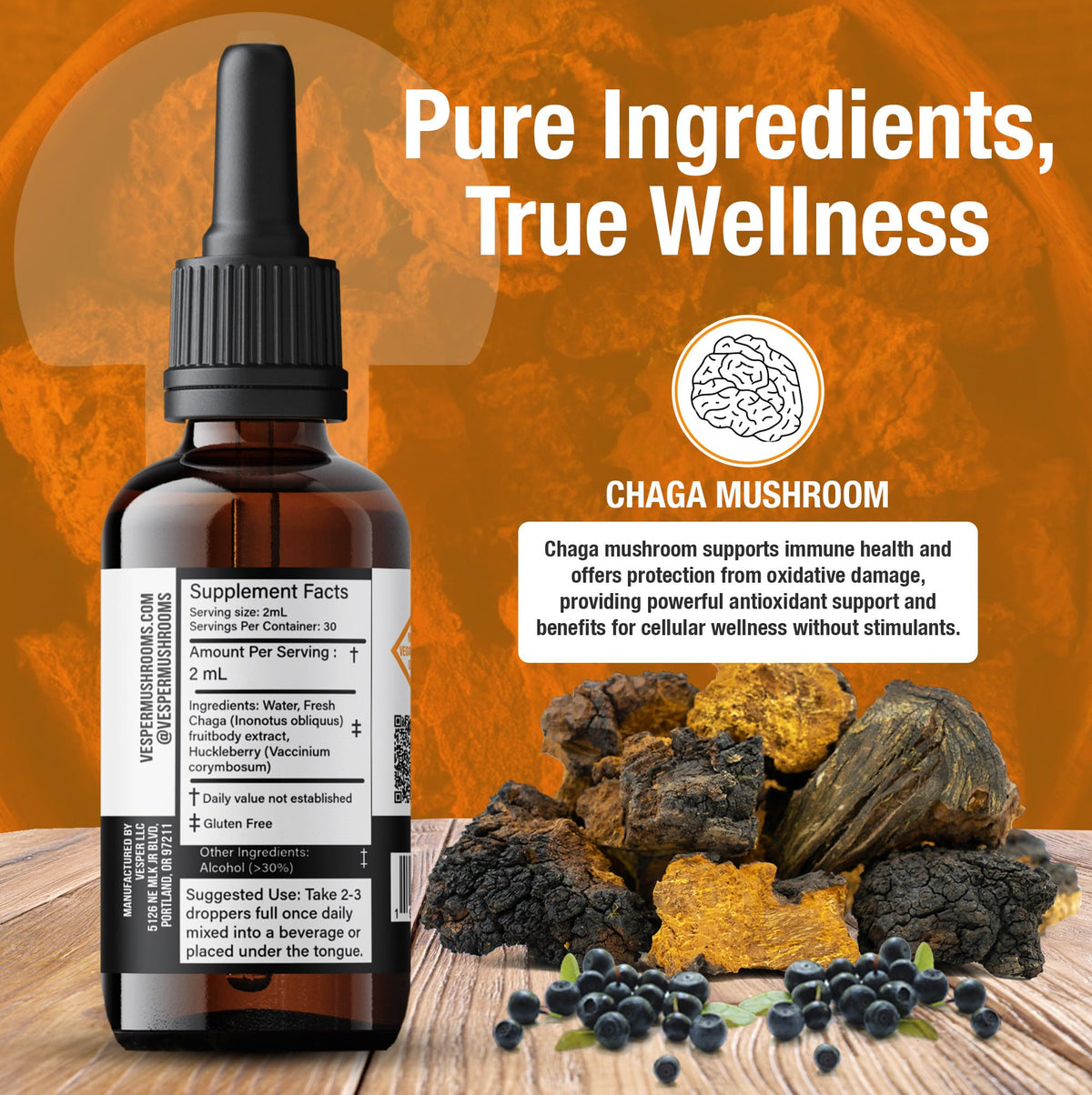 Vesper Mushrooms Liquid Extract - Double Extraction with Wild