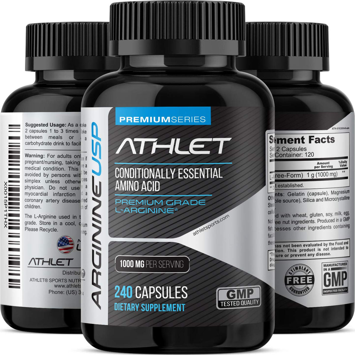 Athlet L-Arginine 1000 mg - 240 Capsules - image 4