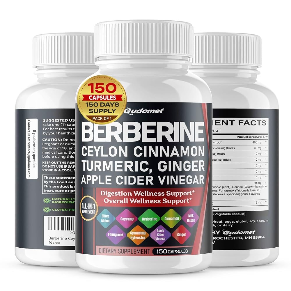 GUDOMET Berberine 14-in-1 Complex with Ceylon Cinnamon - 150 Capsules