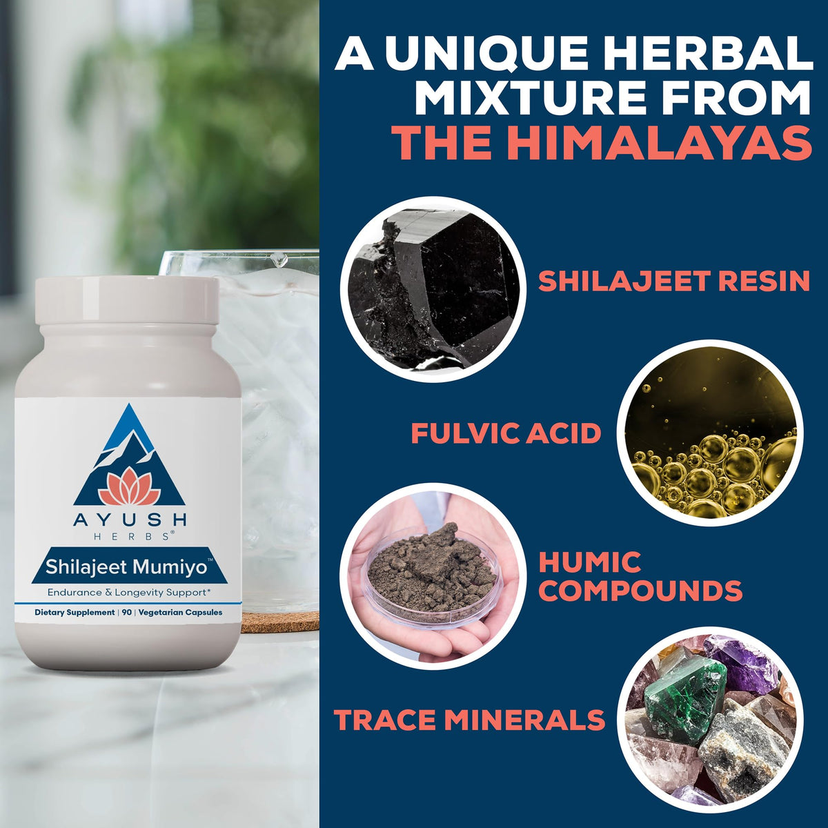 Ayush Herbs Shilajit Supplement for Energy & Wellness - 90 Vegetarian Capsules - image 4