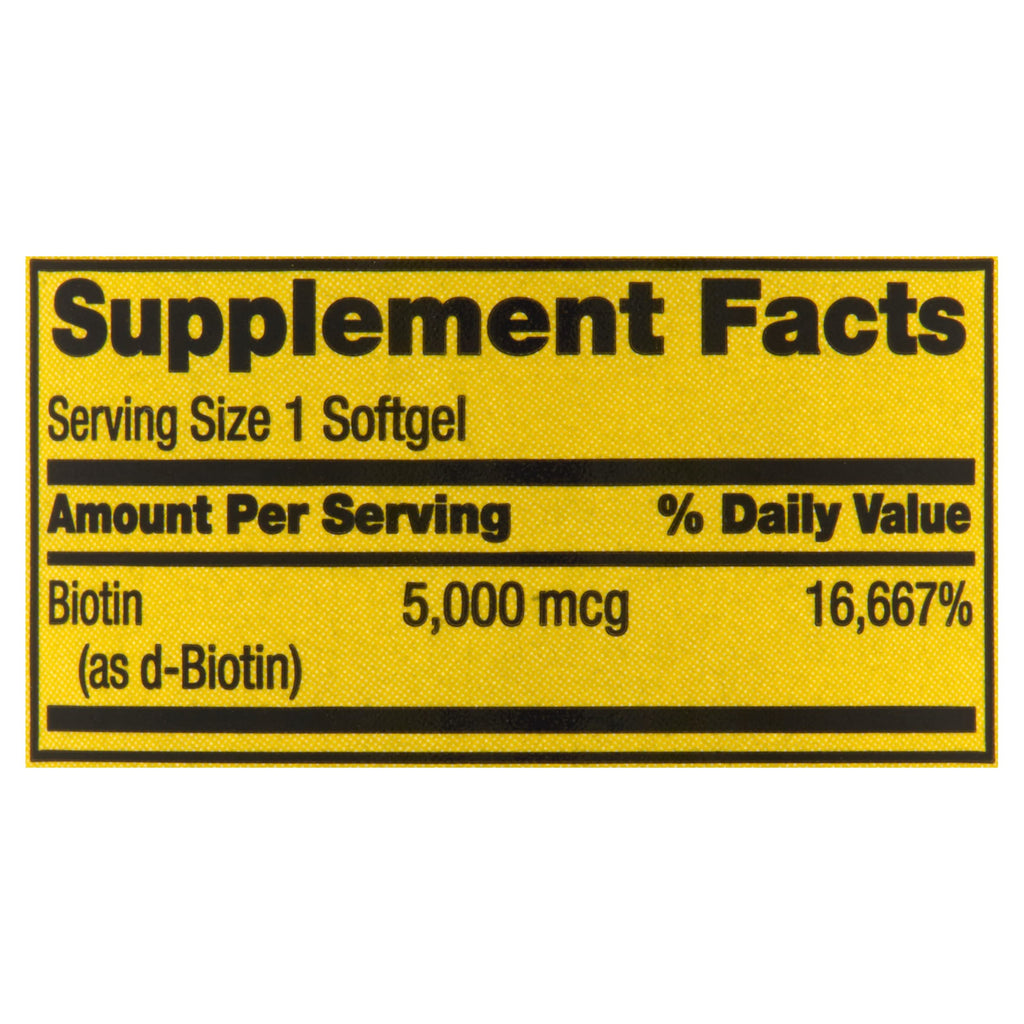 Spring Valley Biotin 5000 mcg Super Potency - 120 Softgels - image 3