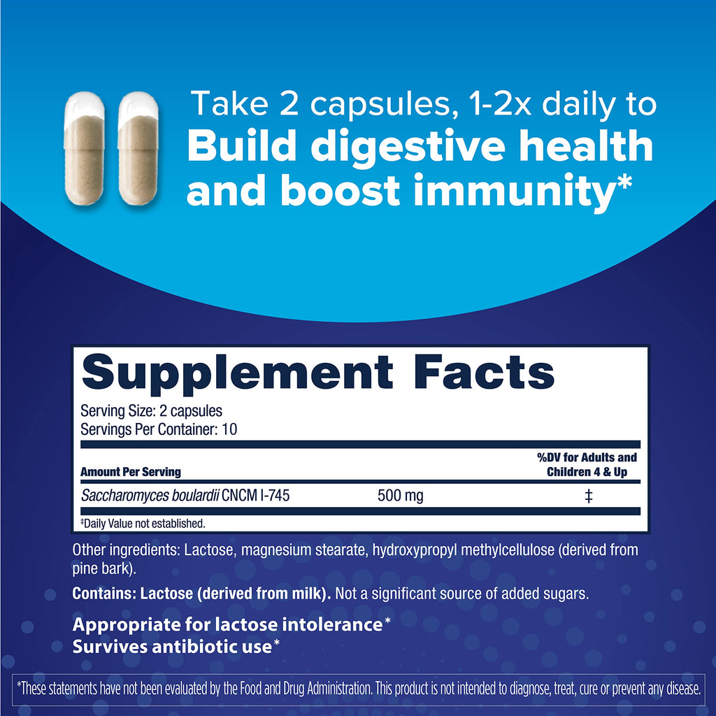 Florastor Probiotic Saccharomyces boulardii for Digestive Health - 20 Capsules - image 2