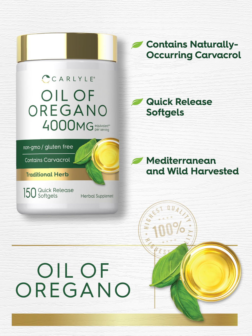 Carlyle Oregano Oil Supplement - 150 Softgels - image 4