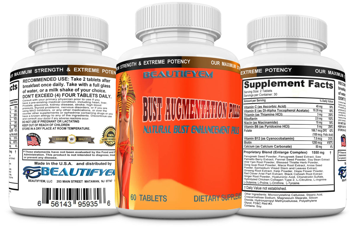 BEAUTIFYEM Bust Augmentation Pills Breast Enhancer - 60 Tablets - image 4