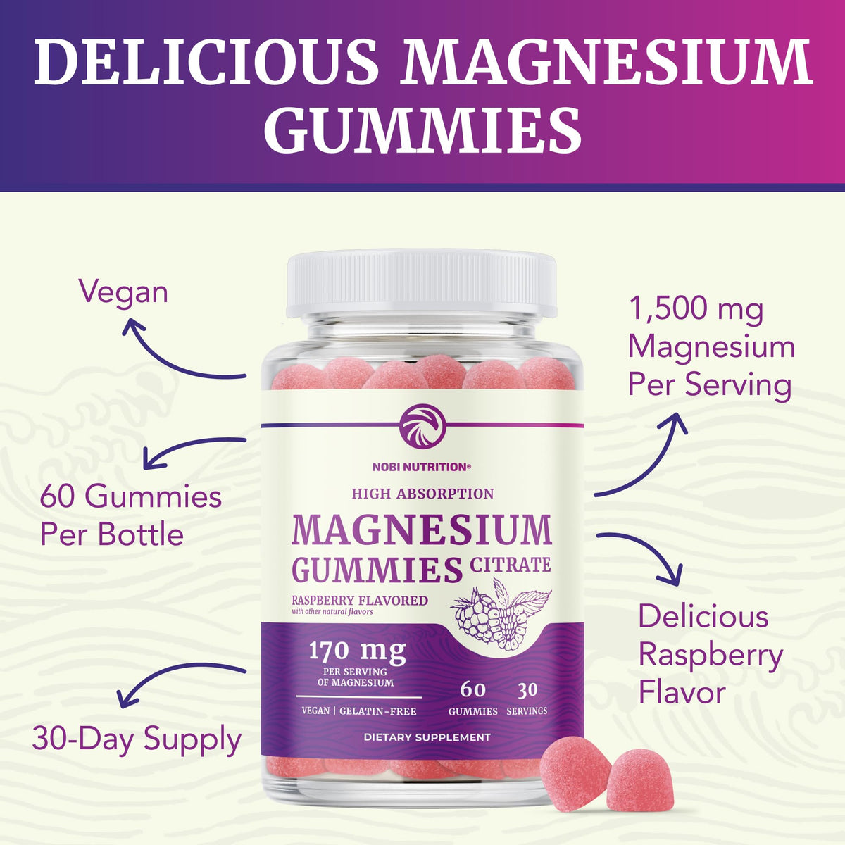 Nobi Nutrition Magnesium Citrate Gummies - 60 Count - image 4