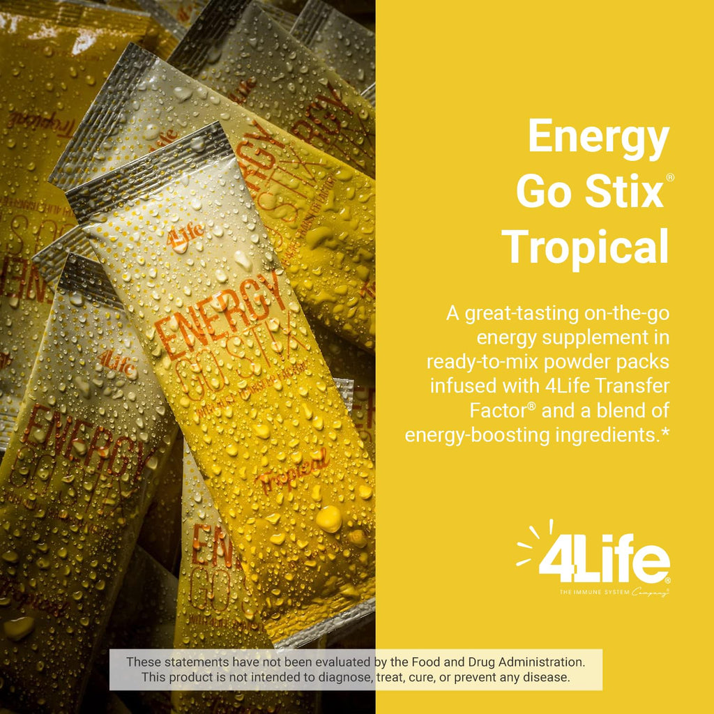 4Life Energy Go Stix Tropical Drink Mix with Amino Acids - 15 Packets - image 4