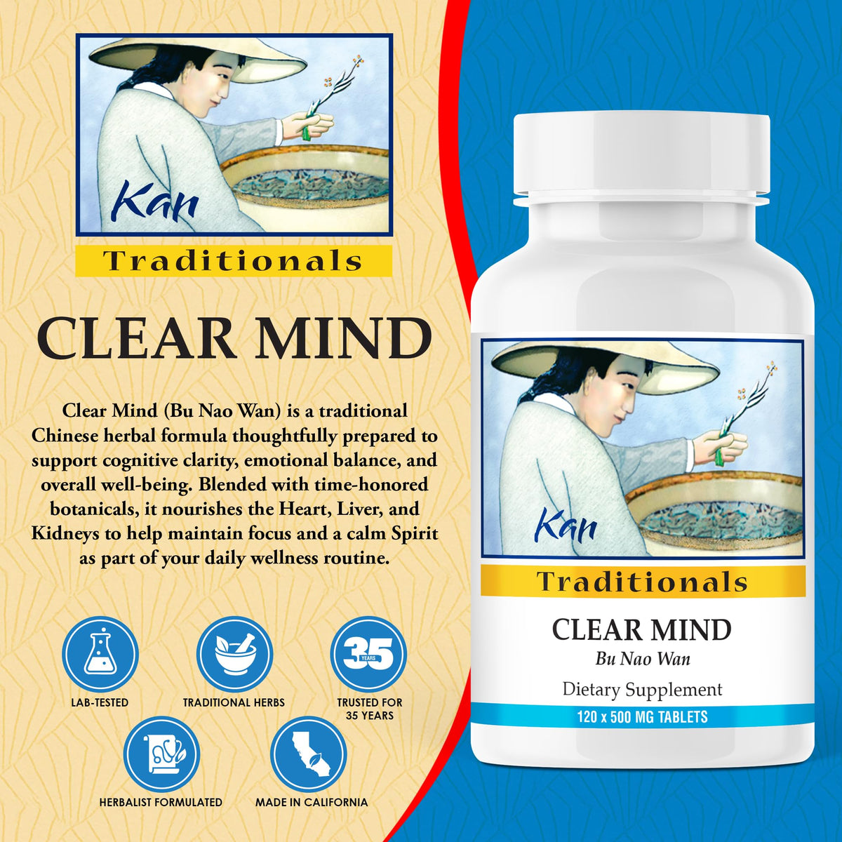 Kan Herbs Clear Mind Formula Herbal Blend - 120 Tablets - image 2