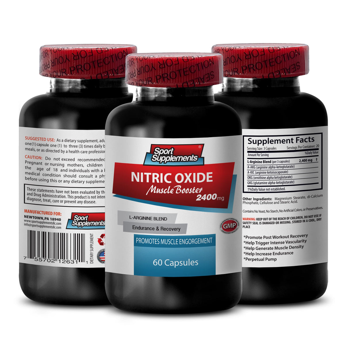 Sport Supplements Nitric Oxide Pre Workout 2400mg - 60 Capsules