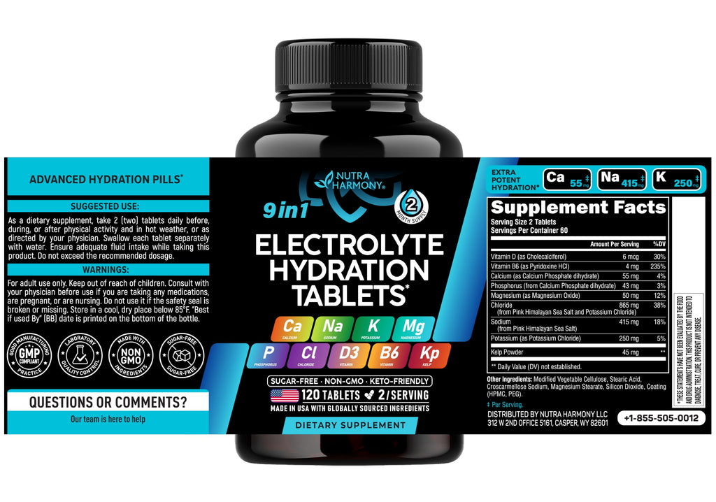 NUTRAHARMONY Electrolyte Tablets with Magnesium - 120 Tablets - image 2