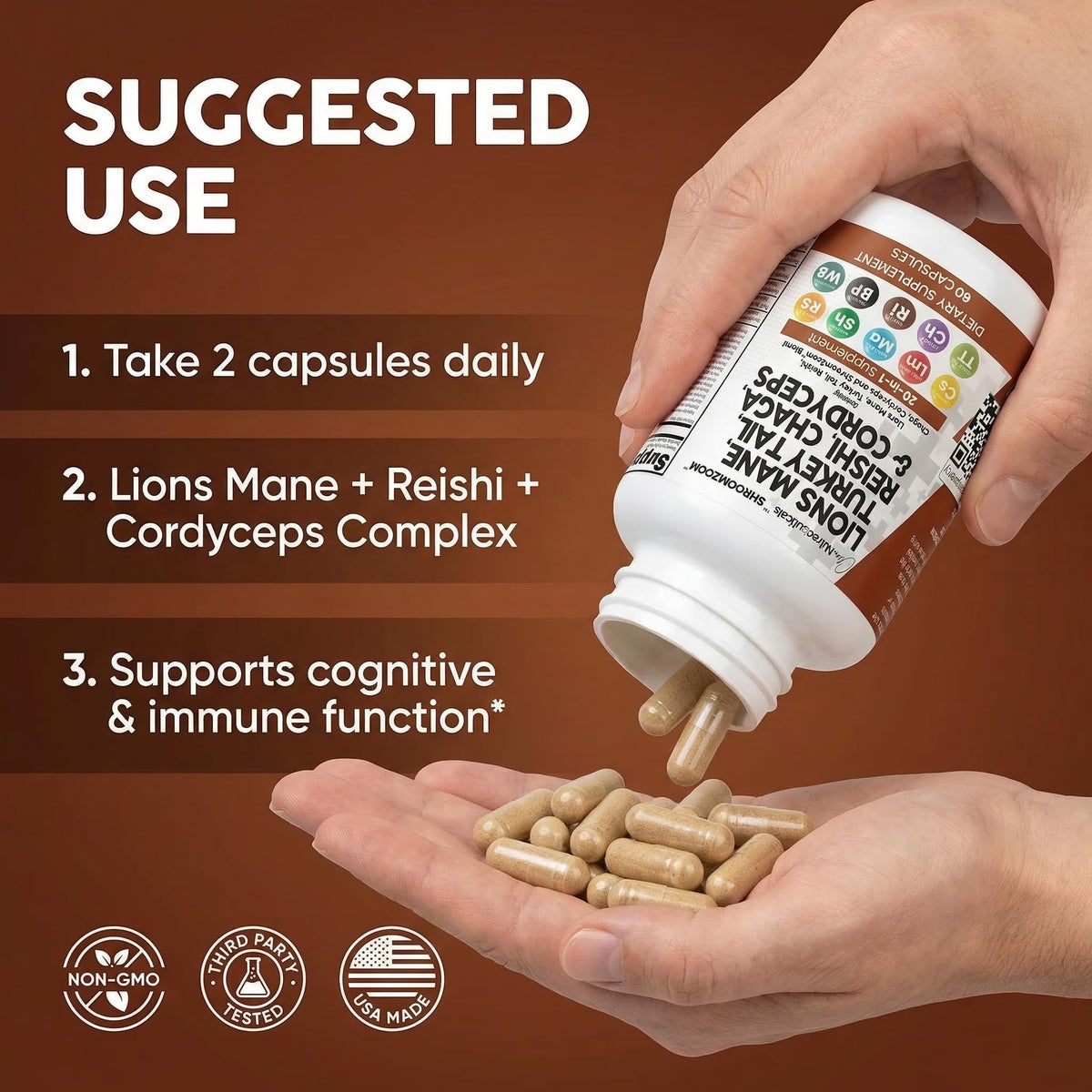 Clean Nutraceuticals Lions Mane 20in1 Mushroom Supplement - 60 Capsules - image 6