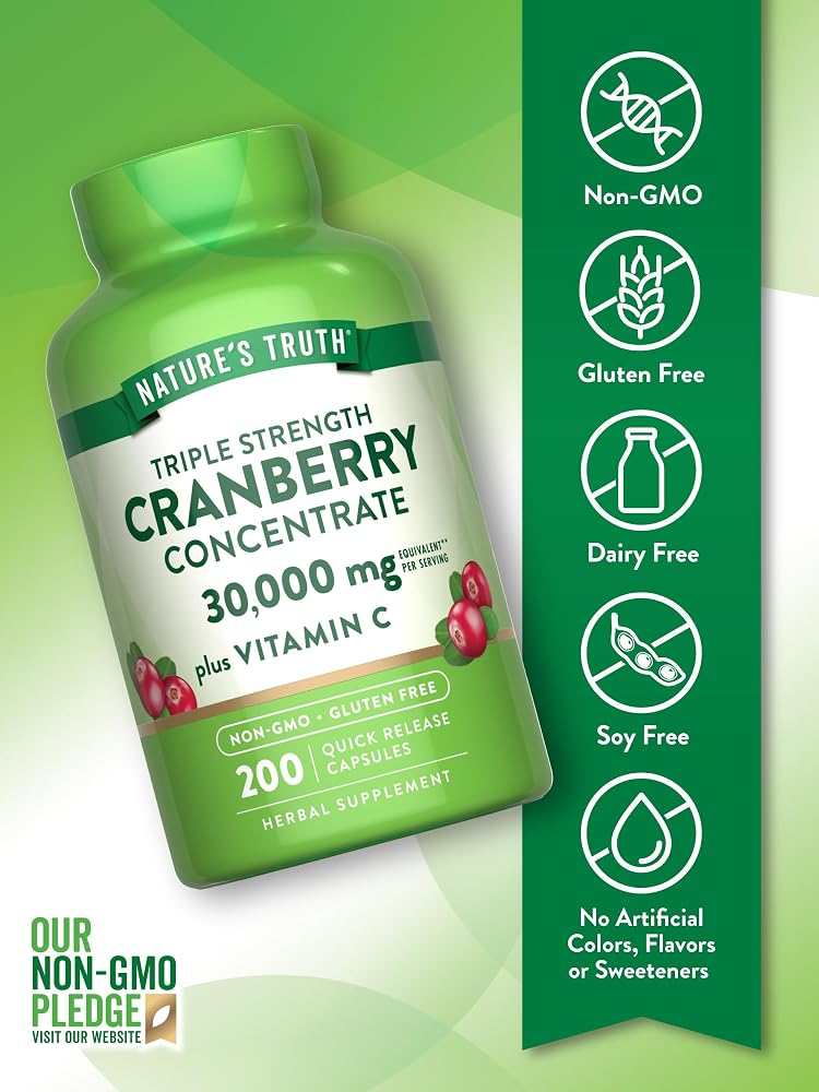 Nature's Truth Cranberry Concentrate Plus Vitamin C - 200 Capsules - image 3
