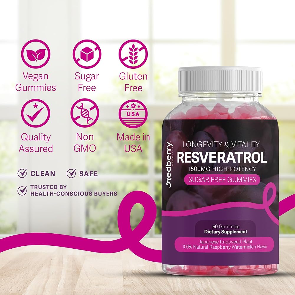 Redberry Organics Resveratrol 1500mg Gummies - 60 Count - image 7