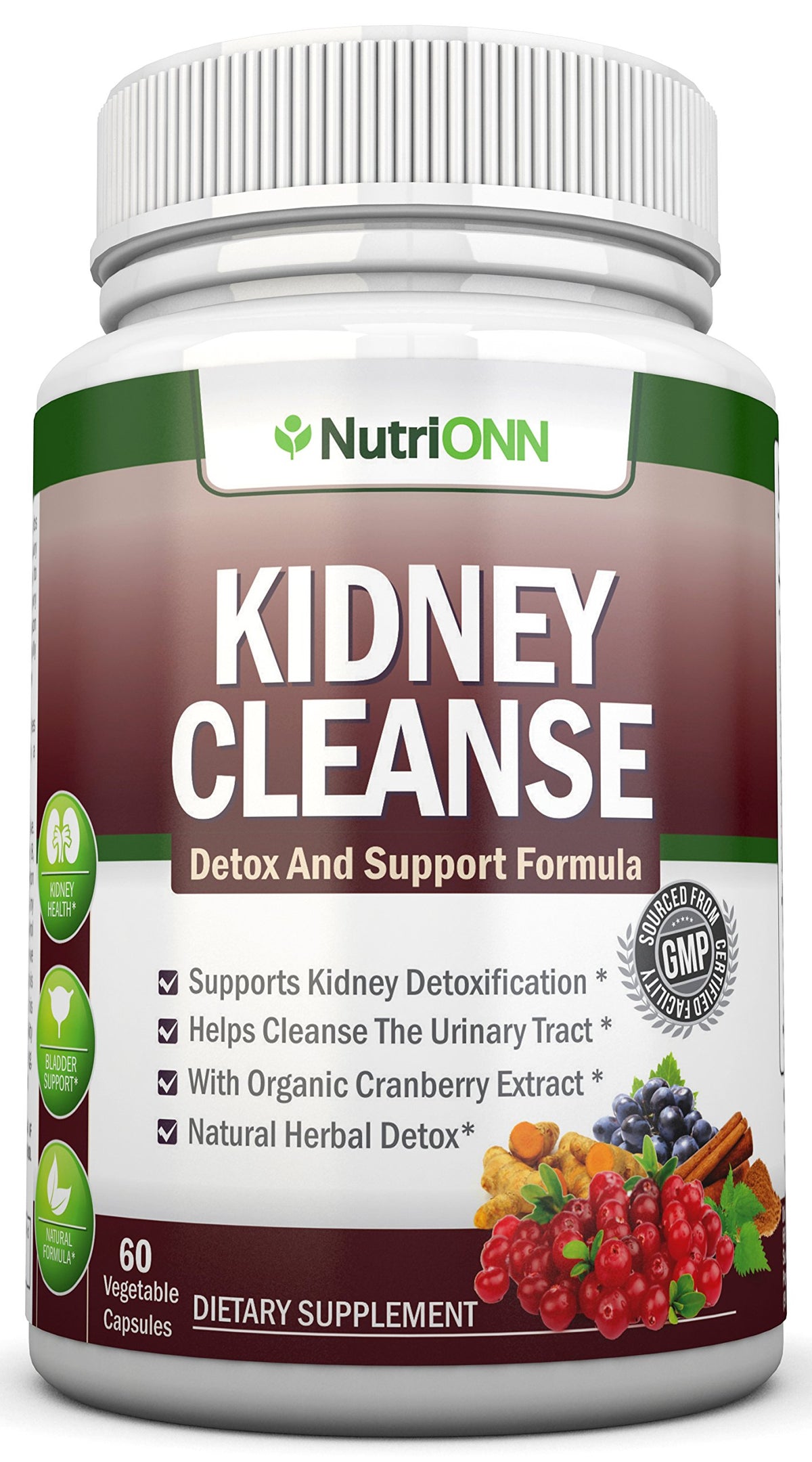 NutriONN Kidney Cleanse Herbal Supplement - 60 Capsules